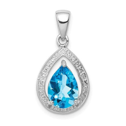 Sterling Silver Blue Topaz & Diamond Pendant