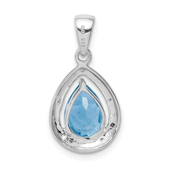 Sterling Silver Blue Topaz & Diamond Pendant