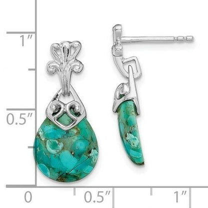 Sterling Silver Dangle Earrings Reconstituted Turquoise