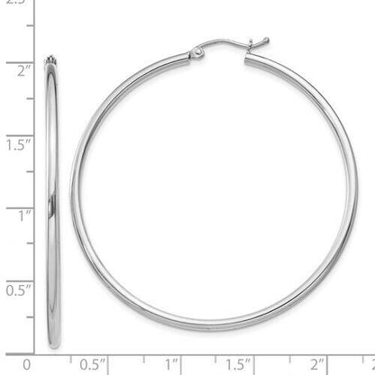 Sterling Silver Rhodium-plated 2mm Round Hoop Earrings