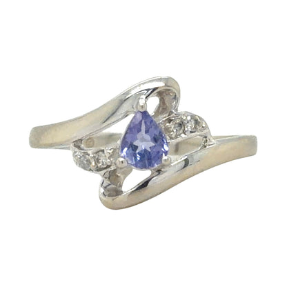 Tanzanite & Diamond 14k White Gold Ring 2.4g Size 7