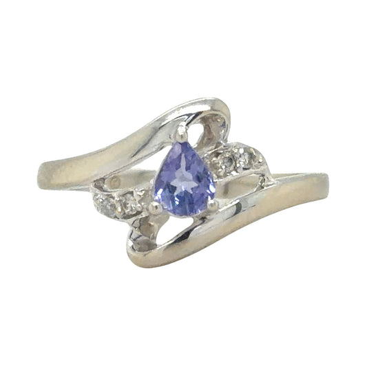 Tanzanite & Diamond 14k White Gold Ring 2.4g Size 7