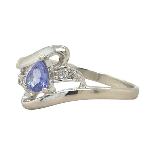 Tanzanite & Diamond 14k White Gold Ring 2.4g Size 7
