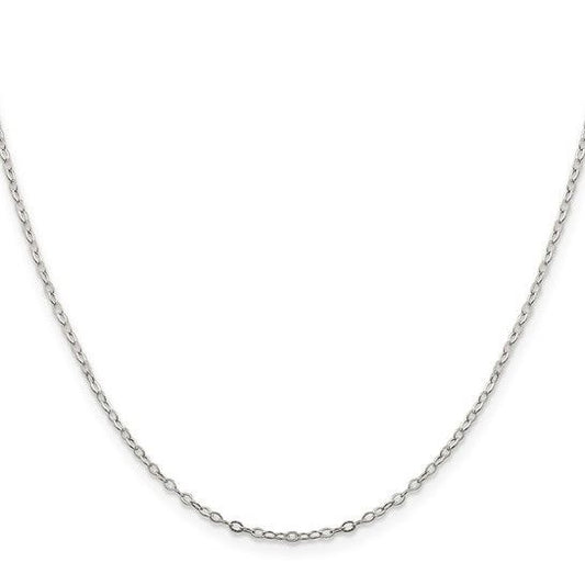 Sterling Silver 1.5mm Flat Open Oval Cable Chain Necklace 18-Inch