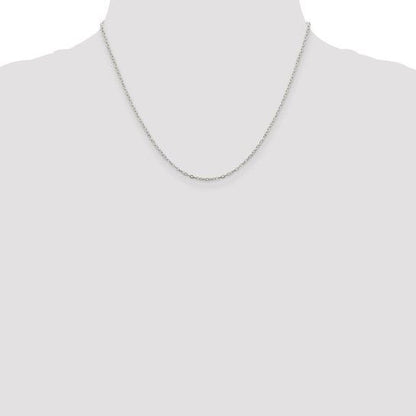 Sterling Silver 1.5mm Flat Open Oval Cable Chain Necklace 18-Inch