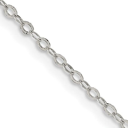 Sterling Silver 1.5mm Flat Open Oval Cable Chain Necklace 18-Inch