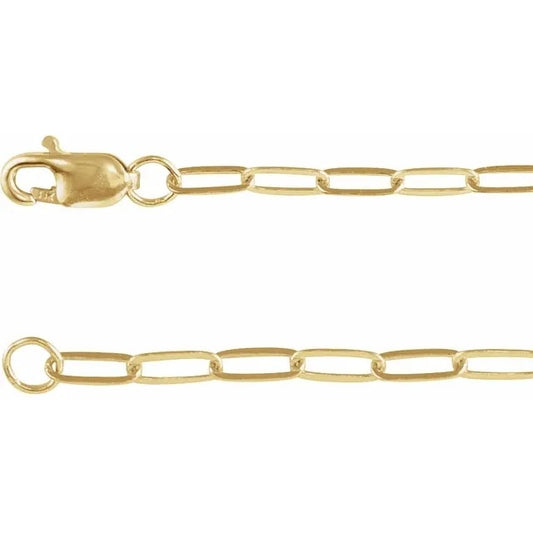 14K Yellow Gold-Filled 2.1 mm Paperclip-Style 18" Chain Necklace With Lobster Clasp 2.1 mm
