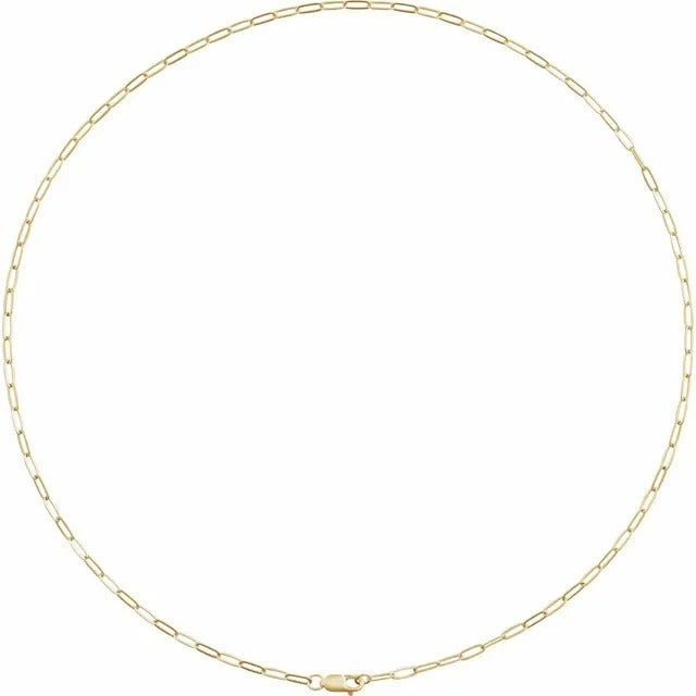 14K Yellow Gold-Filled 2.1 mm Paperclip-Style 18" Chain Necklace With Lobster Clasp 2.1 mm