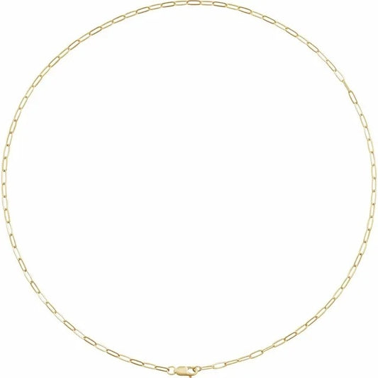 14K Yellow Gold-Filled 2.1 mm Paperclip-Style 18" Chain Necklace With Lobster Clasp 2.1 mm