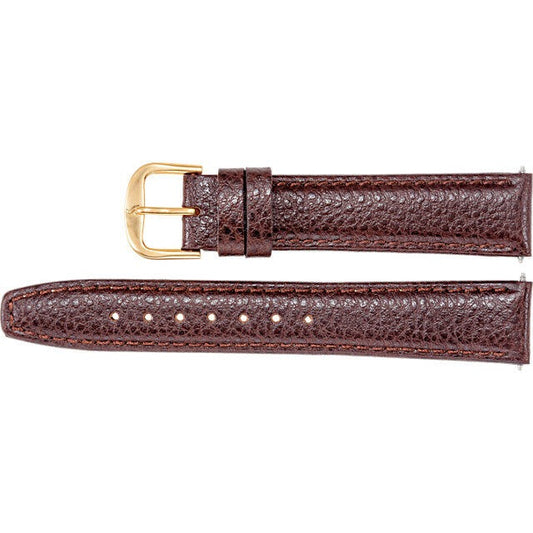 Textured Genuine Calfskin Brown Leather Watch Band Strap 18mm