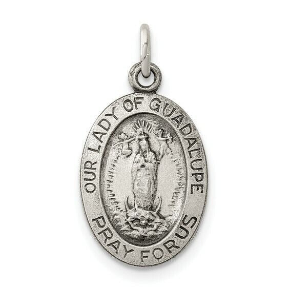 Sterling Silver Our Lady Of Guadalupe Pendant 20mm x 11mm  Charm
