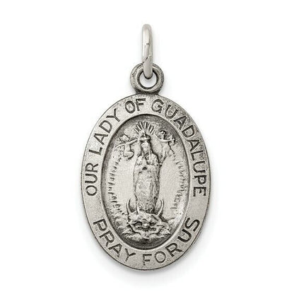 Sterling Silver Our Lady Of Guadalupe Pendant 20mm x 11mm  Charm