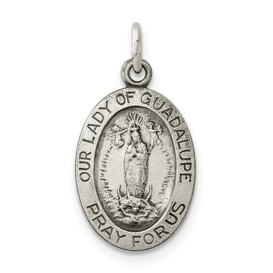Sterling Silver Our Lady Of Guadalupe Pendant 20mm x 11mm  Charm