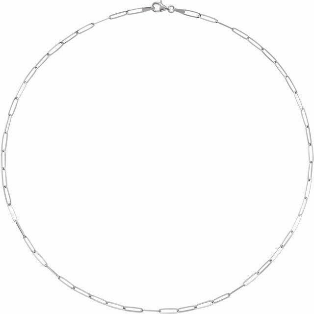 Sterling Silver 2.6mm Paperclip Link Chain Necklace Solid 16"