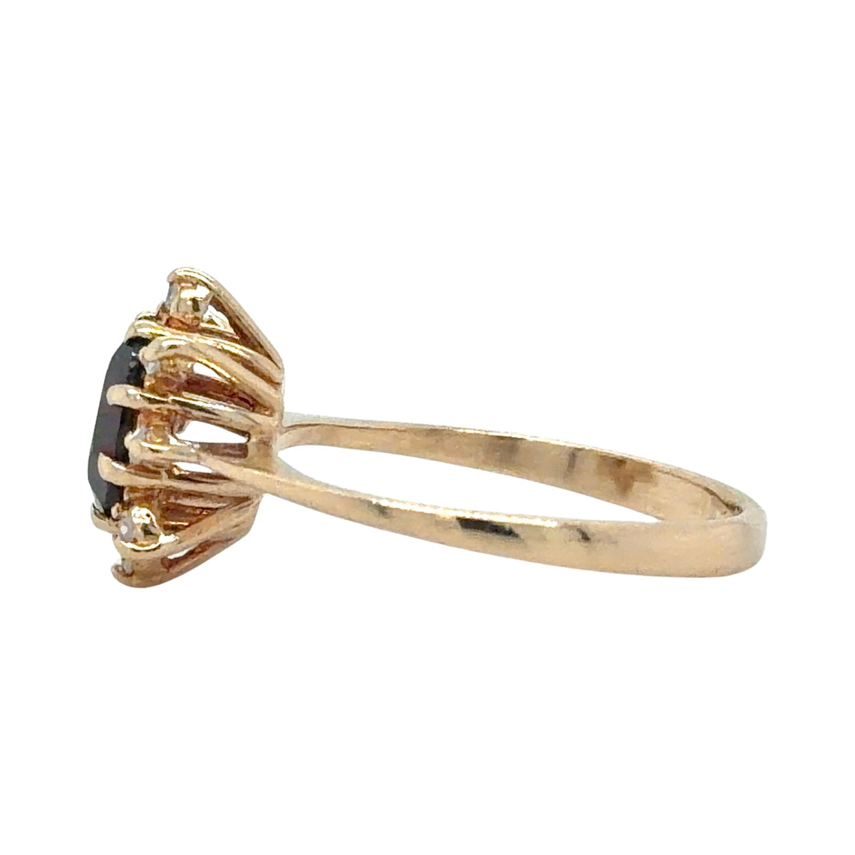 Garnet & Diamond 14k Yellow Gold Ring 2g Size 5.5
