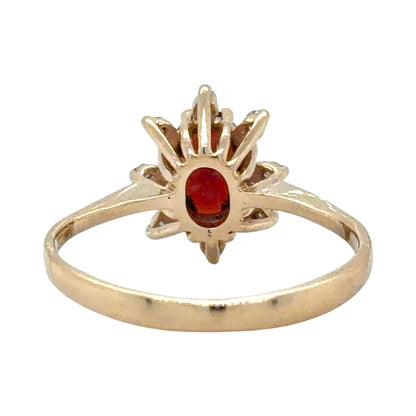 Garnet & Diamond 14k Yellow Gold Ring 2g Size 5.5