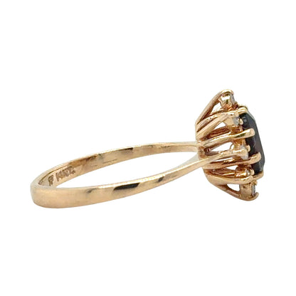 Garnet & Diamond 14k Yellow Gold Ring 2g Size 5.5