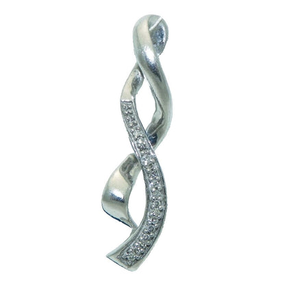 Diamond Accent Pendant Real Solid .925 Sterling Silver Twisted Design 1.0g Elegant Jewelry Piece