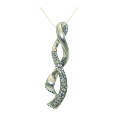 Diamond Accent Pendant Real Solid .925 Sterling Silver Twisted Design 1.0g Elegant Jewelry Piece