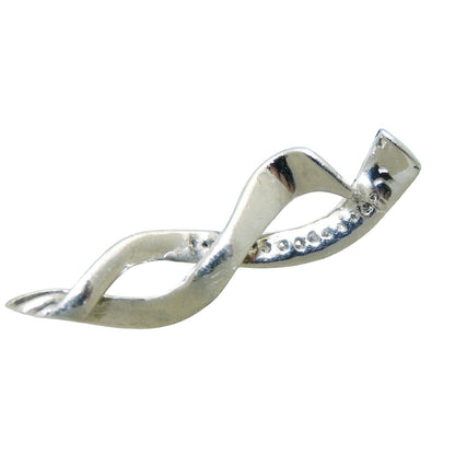 Diamond Accent Pendant Real Solid .925 Sterling Silver Twisted Design 1.0g Elegant Jewelry Piece