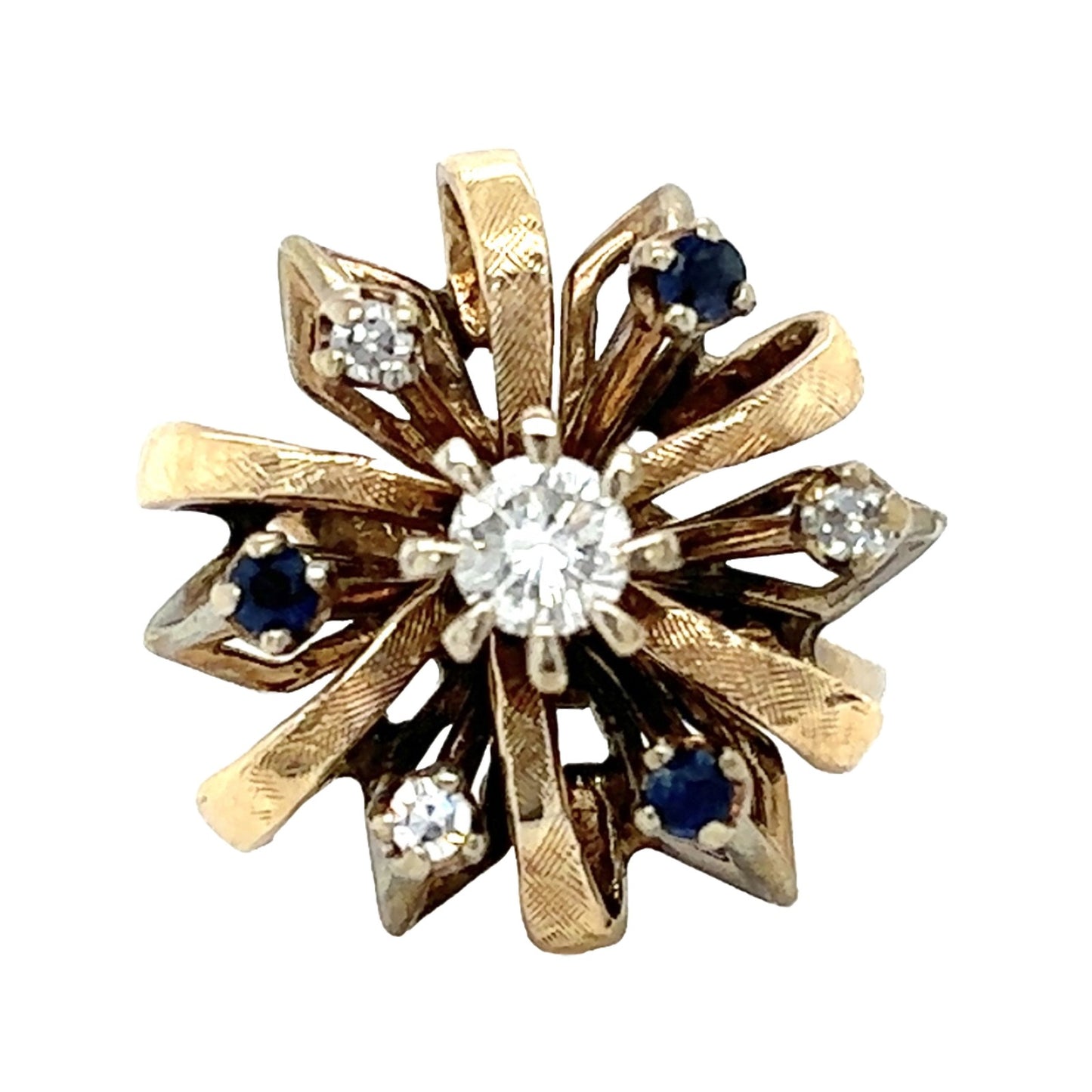 1/4ctw Diamond & Sapphire 14k Two-Tone Gold Ring 5.2g Size 3.75