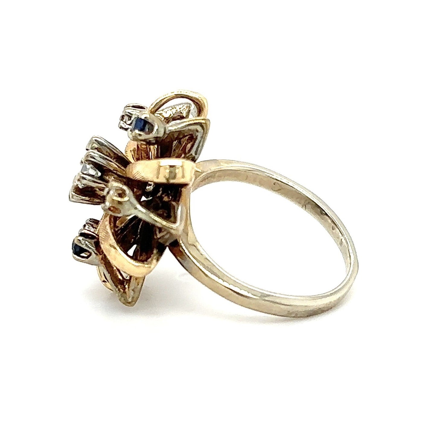 1/4ctw Diamond & Sapphire 14k Two-Tone Gold Ring 5.2g Size 3.75