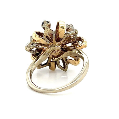1/4ctw Diamond & Sapphire 14k Two-Tone Gold Ring 5.2g Size 3.75