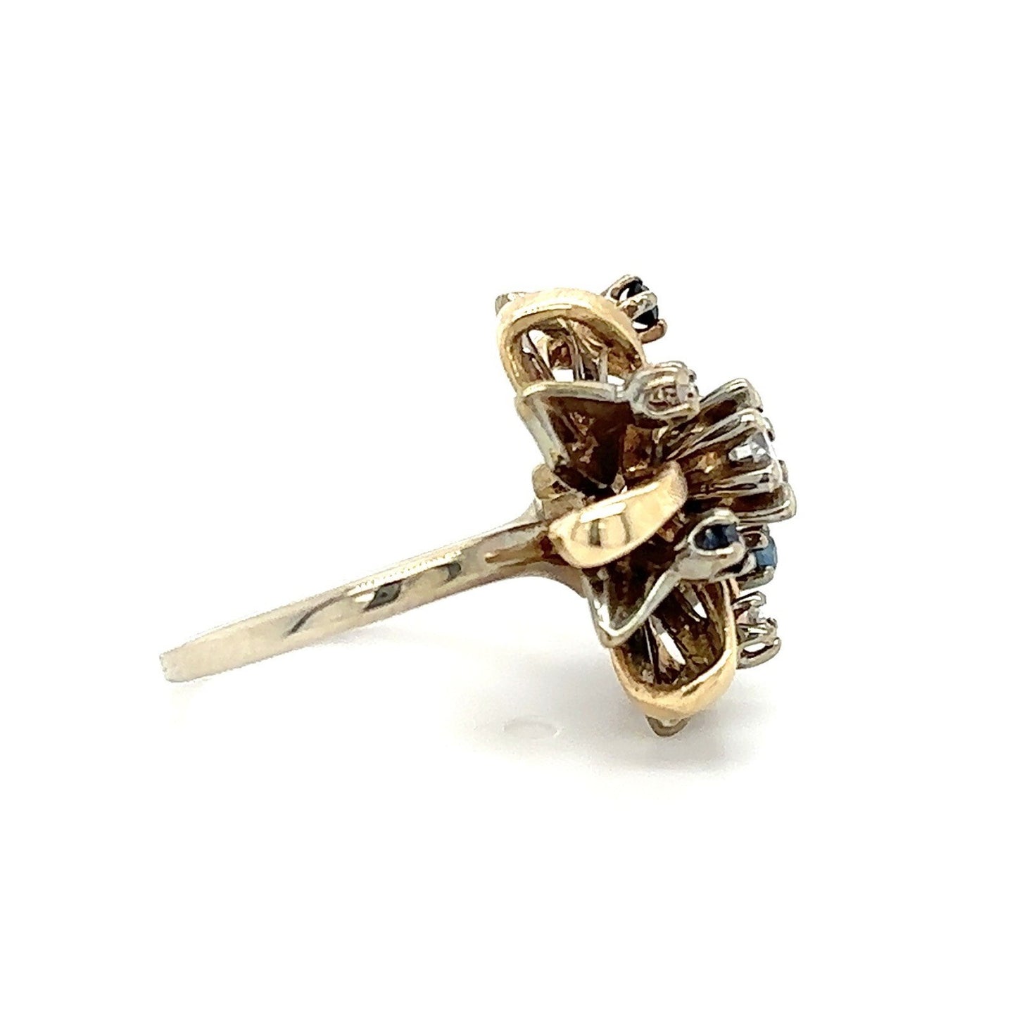 1/4ctw Diamond & Sapphire 14k Two-Tone Gold Ring 5.2g Size 3.75