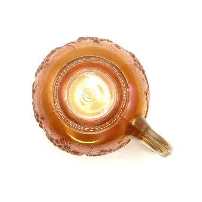 Vintage Carnival Glass Cup Iridescent Marigold Grape Vine Pattern