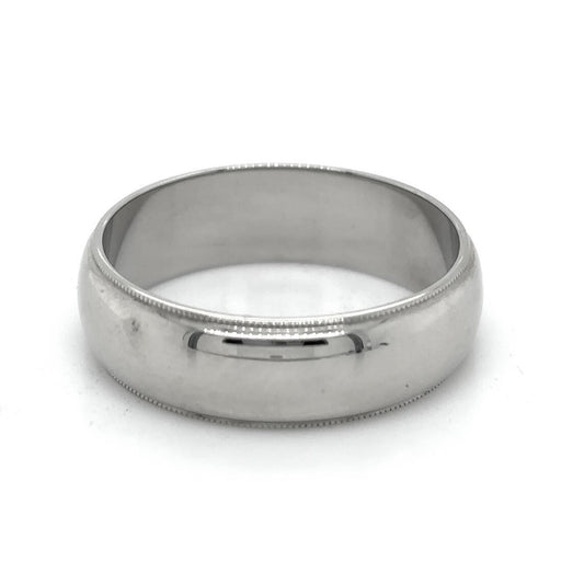 6.7mm Wedding Band Ring  14k White Gold 7.0g Size 10.5