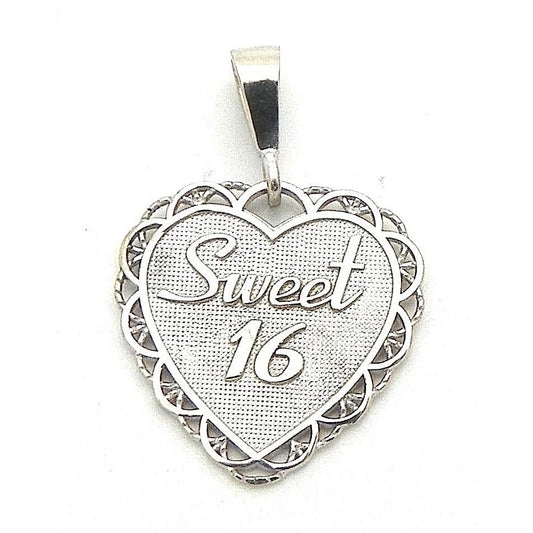 Sweet 16 Heart Pendant 14k White Gold 3.0g
