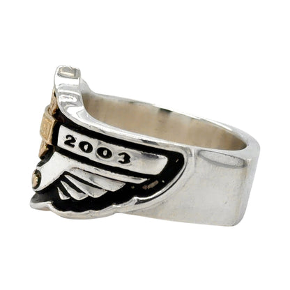 Harley Davidson Sterling Silver & 18k Yellow Gold 100th Anniversary Ring Size 13.25 23.9g