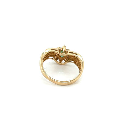 Emerald Solitaire & 1/5ct Diamond 14k Yellow Gold Ring 3.4g Size 6.75
