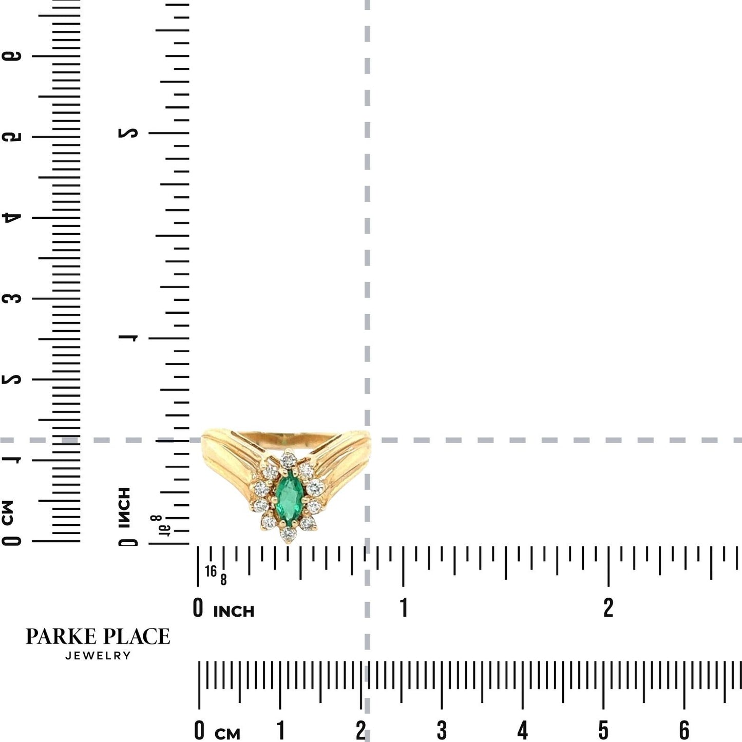 Emerald Solitaire & 1/5ct Diamond 14k Yellow Gold Ring 3.4g Size 6.75