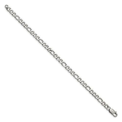 Chisel Stainless Steel Polished 9 Inch Figaro Bracelet With Lobster Clasp