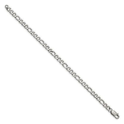 Chisel Stainless Steel Polished 9 Inch Figaro Bracelet With Lobster Clasp