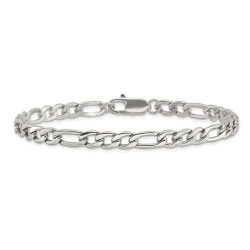 Chisel Stainless Steel Polished 9 Inch Figaro Bracelet With Lobster Clasp