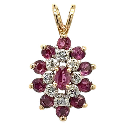 10k Yellow Gold Pink Ruby and Diamond Pendant 2.5g