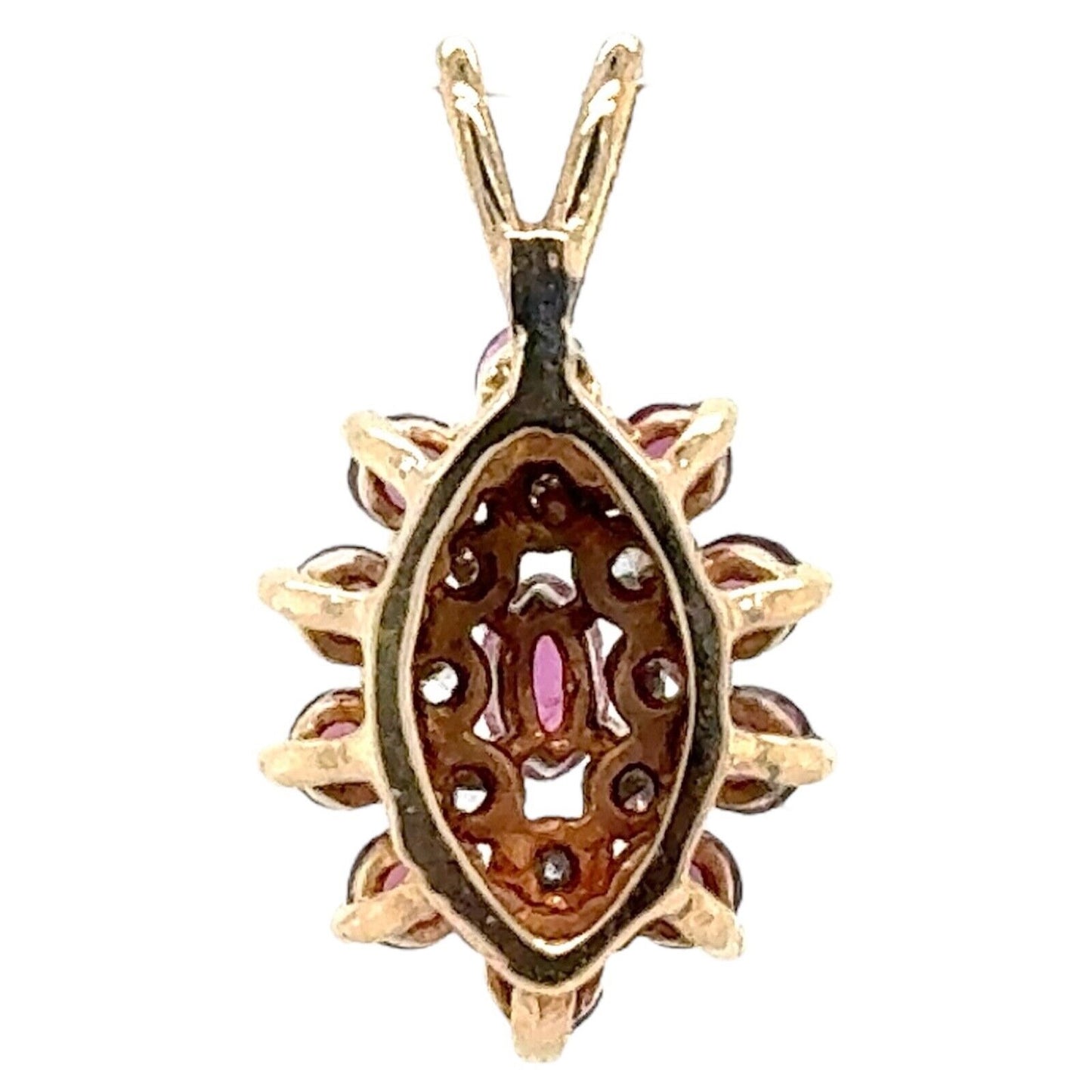 10k Yellow Gold Pink Ruby and Diamond Pendant 2.5g