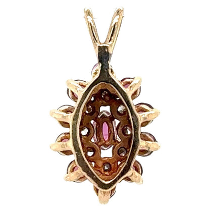 10k Yellow Gold Pink Ruby and Diamond Pendant 2.5g