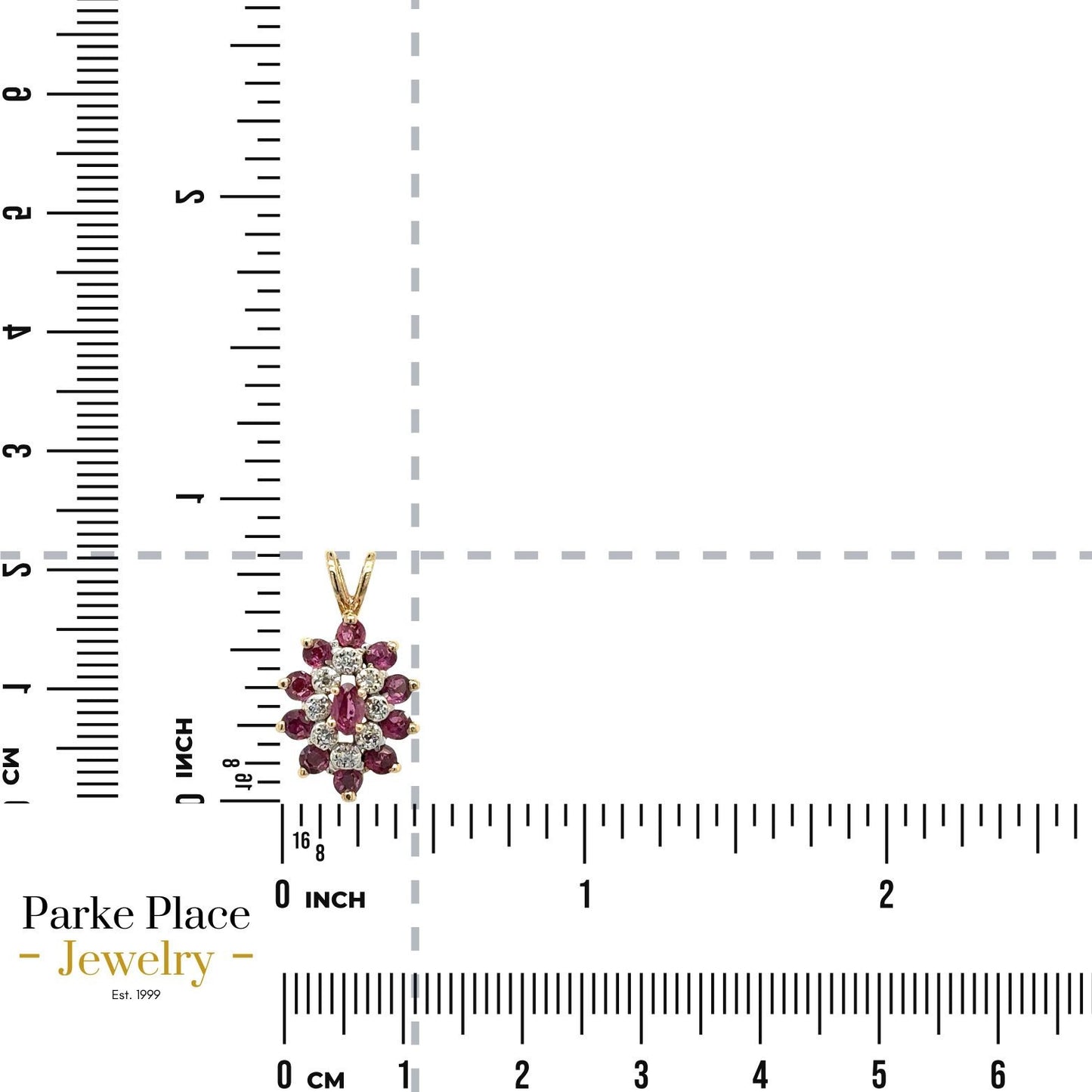 10k Yellow Gold Pink Ruby and Diamond Pendant 2.5g