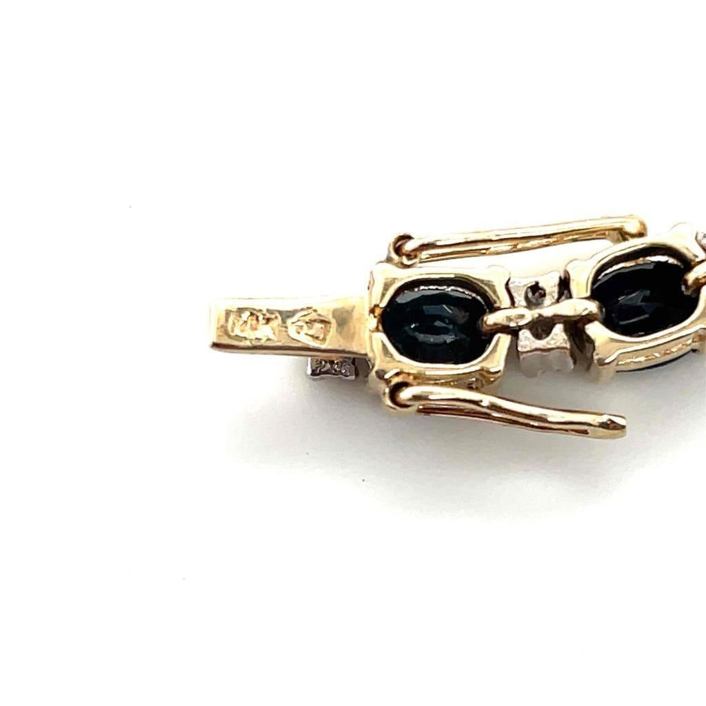 9+ctw Sapphire & 1/4ctw Diamond 14K Yellow Gold Bracelet 6.75 Inch 12.8g