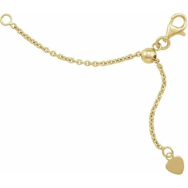 14K Gold Adjustable 3-Inch Cable Chain Extender & Lobster Clasp