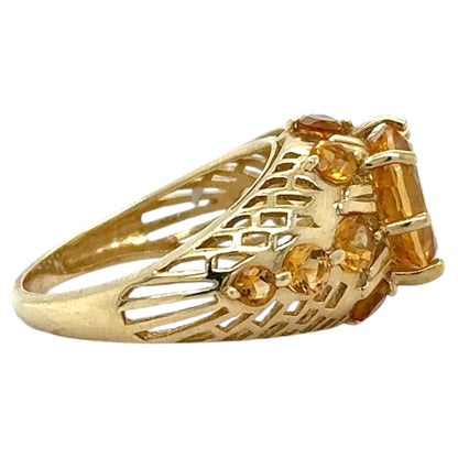 Unique 4.16ctw Yellow Citrine 14k Yellow Gold Ring 5.5g Size 7.25