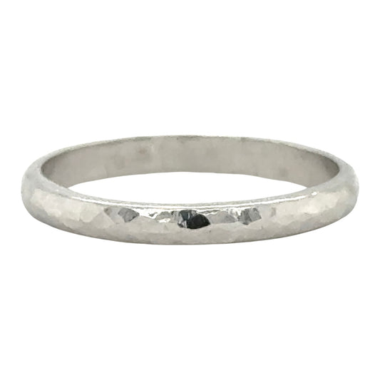 14k White Gold Hammered Finish Wedding Band 2.2mm Wide Size 6 1.7g