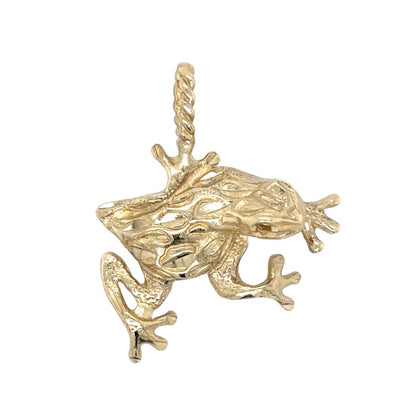 14K Yellow Gold Frog Pendant Charm 4.1g  Unique Animal Design