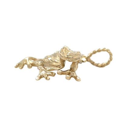 14K Yellow Gold Frog Pendant Charm 4.1g  Unique Animal Design