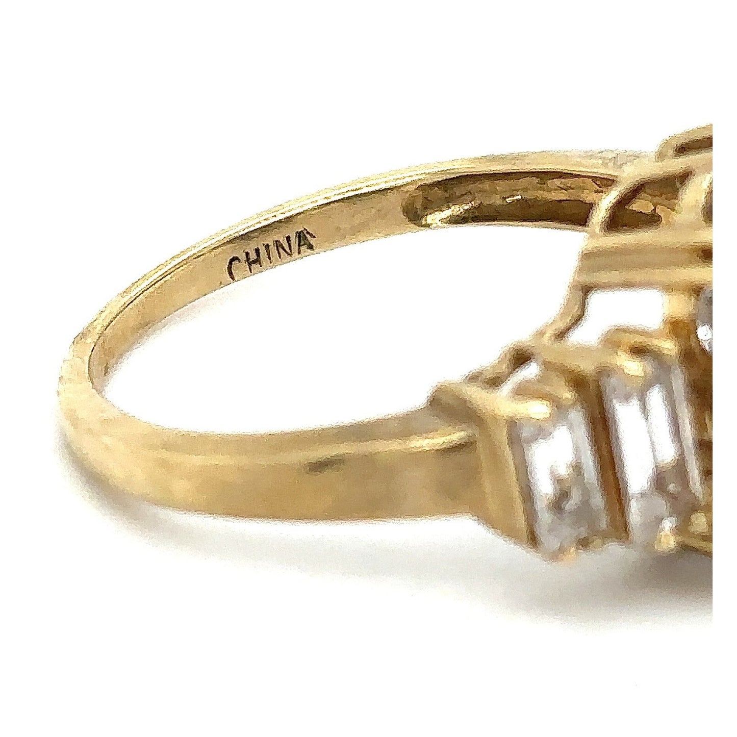 Created Blue & White Sapphires 10k Yellow Gold Ring 3.7g Size 7