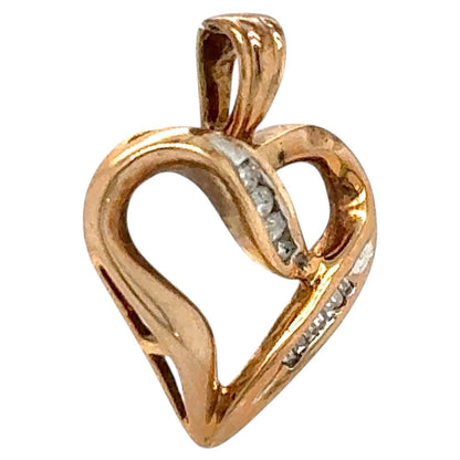 1/7ctw Diamond Accent 10k Yellow Gold Heart Pendant 2.0g