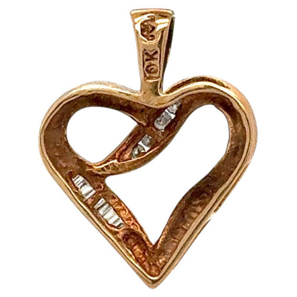 1/7ctw Diamond Accent 10k Yellow Gold Heart Pendant 2.0g